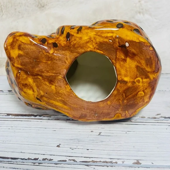 Vintage Molded Glazed Ceramic Baby Leopard Cheetah Cub 8”Animal Figurine Statue - Picture 8 of 15